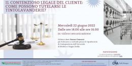 Webinar CNA su come possono tutelarsi le Tintolavanderie nei contenziosi per i clienti